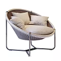 Modern Casual Sofa Set With Two Chairs Metal Frame Wooden Coffee Table And Green Plant
