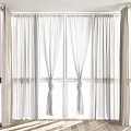 Elegant White Sheer Curtains With Tiebacks For Window Decoration 3d model