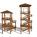 Wooden Roadside Facilities With Multi Level Pavilions Staircases And Platforms