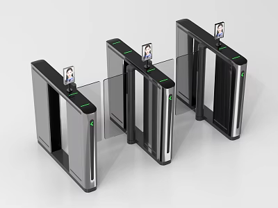 Modern Public Facility Automatic Security Turnstiles With Facial Recognition Access Control System 3d model