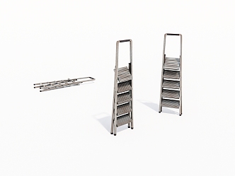 Folding metal ladder 3d model