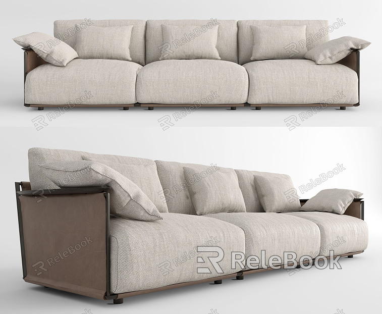 Modern three-seat sofa multiplayer sofa model