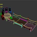 Professional Wrestling Ring Setup With Red Entrance Ramp Ropes And Screens