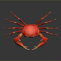 Vibrant Red Crab Aquatic Creature with Detailed Claws on Dark Background