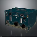 Vintage Dark Blue Electronic Device With Worn Appearance Knobs Dials And Ports