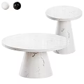 Round Marble Tables With Smooth Top And Conical Black White Veined Legs Modern Design