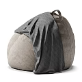 Plush Blue and Brown Bean Bag Chairs with Throw Blanket and Accent Pillow