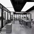 Sleek Modern Hair Beauty Salon Interior Design With Large Bright Floor To Ceiling Glass Windows