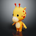 Cute Giraffe Stuffed Doll With Yellow Body Red Spots And Red Horns Design