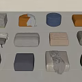 Modern Sofa Stool Fabric Sofa Stool Bed End Stool Foot Bench Round Stool Square Stool 3d model
