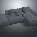 Gray Fabric Sectional Sofa With Multiple Cushions For Modern Living Room