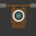 Sports Equipment Wooden Target Stand With Suspended Concentric Bullseye And Scroll Design