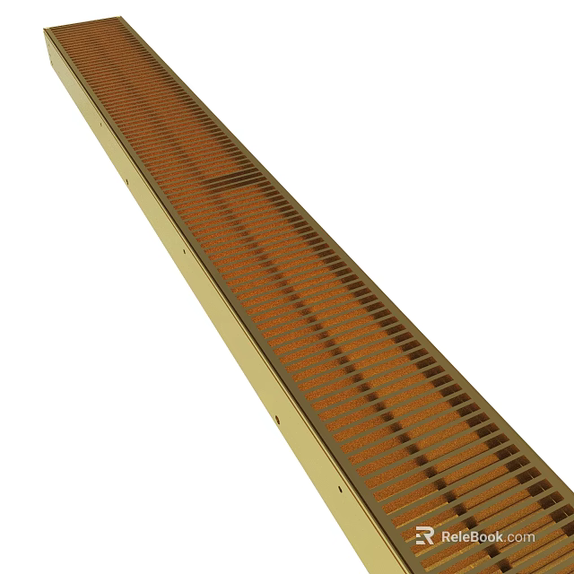 Long Strip Metal Grille Structure With Brown Slotted Design And Beige Frame 3d model 