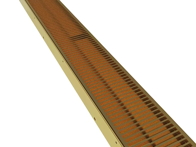 Long Strip Metal Grille Structure With Brown Slotted Design And Beige Frame 3d model