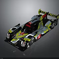 Blue And Yellow LMP Race Car Showcasing Aerodynamic Design Streamlined Body Rear Wing And Logos