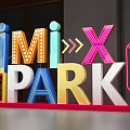 Colorful 3D Letters Design With Neon Lights Bulbs And Geometric Shapes For MIX PARK