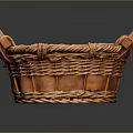 Rattan Handwoven Storage Basket With Wooden Handles For Daily Household Use