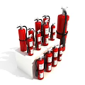 Various Sizes of Red Fire Extinguishers as Essential Safety Equipment