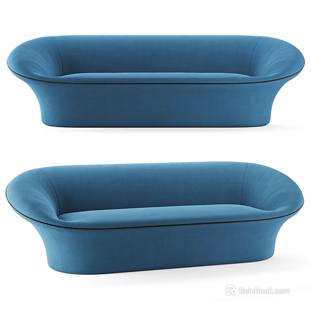 Blue Modern Curved Sectional Sofa With Upholstered Design And Comfortable Seating 3d model