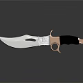 Artistic Curved Knife Featuring Silver Blade Black Copper Handle and Decorative Ring Design