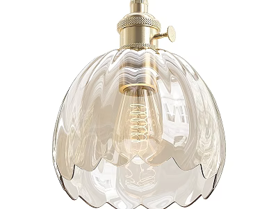 Elegant Transparent Glass Chandelier With Gold Metal Accent And Decorative Pattern 3d model