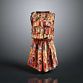 Vibrant Patterned Sleeveless Dress With Ruffled Layered Skirt And Pockets