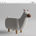 Adorable White Llama Shaped Kids Chair With Plush Surface And Wooden Legs