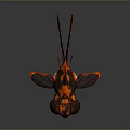3D Rendering of Red and Black Goldfish With Large Eyes Flowing Tail on Reflective Surface