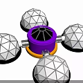 Geometric Polyhedral Spheres And Purple Hub In Cosmic Spacecraft Design Model