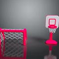 Pink Soccer Goal And Basketball Hoop Toy Equipment With Net
