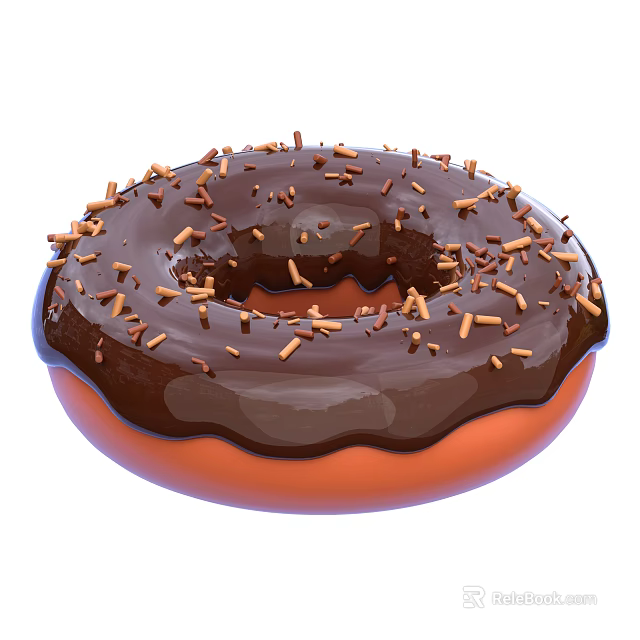 Freshly Made Golden Brown Chocolate Glazed Donut Topped With Crunchy Sprinkles 3d model 