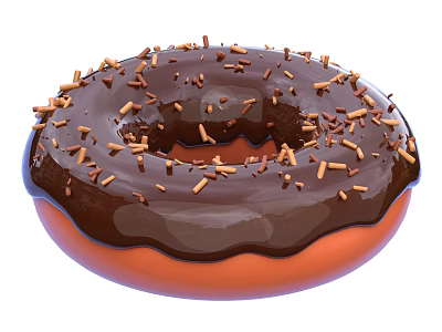 Freshly Made Golden Brown Chocolate Glazed Donut Topped With Crunchy Sprinkles 3d model