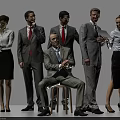 Group of Professional Business People in Formal Attire Standing and Sitting Collaboratively