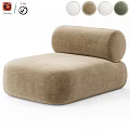 Modern Beige Fabric Single Sofa With Round Shape And Color Options 3d model