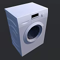 White Front Load Washing Machine With Digital Display And Control Panel