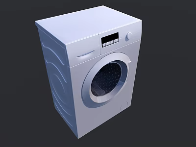 White Front Load Washing Machine With Digital Display And Control Panel 3d model