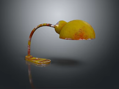 Yellow Table Lamp Featuring Red Yellow Textured Pole Round Gourd Shaped Shade And Yellow Base 3d model