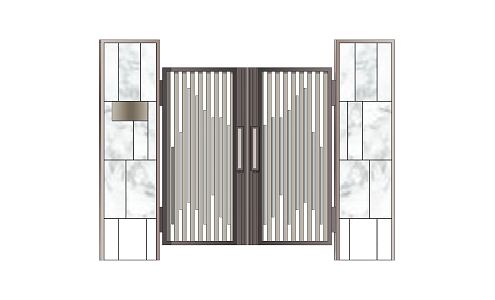 Modern Gate Patio Door Entry Door 3d model