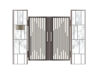 Modern Gate Patio Door Entry Door 3d model