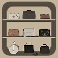 Stylish Designer Bags Display On Shelves With Various Styles And Colors