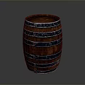 Classic Wooden Barrel With Metal Hoops For Household Storage Use