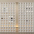 Stylish White Partition With Square Grid Design For Modern Interior Spaces 3d model