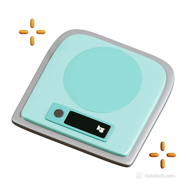 Light Blue Digital Kitchen Scale With Modern Design And Clear Display Panel 3d model