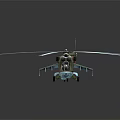 Green Military Helicopter With Large Rotor Blades And Detailed Fuselage Structure