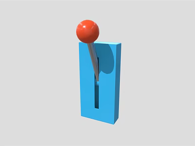 Simple Geometric Object With Blue Rectangular Block Red Spherical Ball And Thin Connecting Rod 3d model