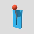 Simple Geometric Object With Blue Rectangular Block Red Spherical Ball And Thin Connecting Rod 3d model