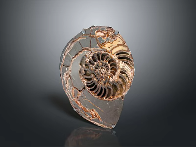 Transparent Spiral Decorative Home Living Object With Metallic Accent And Shell Shape 3d model