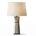 Modern Table Lamp With Geometric Base Black Accent And Cream Fabric Shade