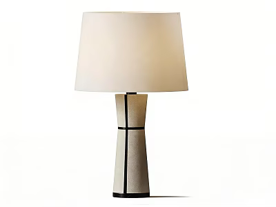Modern Table Lamp With Geometric Base Black Accent And Cream Fabric Shade 3d model