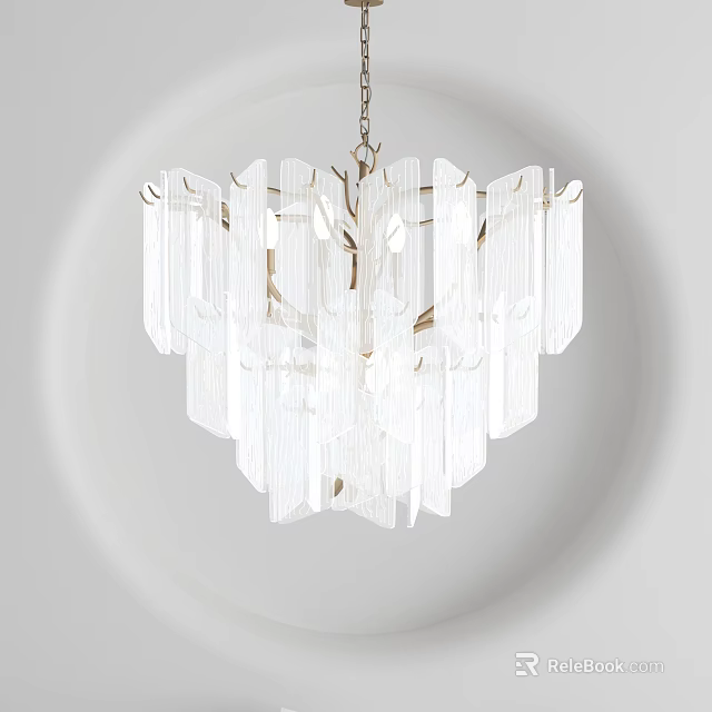 Modern Transparent Glass Chandelier With Hanging Elements For Elegant Home Decor 3d model 